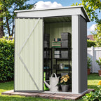 Patiowell 5x3 FT Outdoor Storage Shed, Garden Tool Shed with Sloping Roof and Lockable Door, Metal Shed for Backyard Garden Patio Lawn, Gray