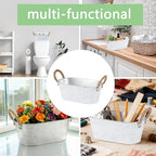 3 Packs Rustic Metal Storage Basket for Toilet Tank Top Bathroom Decoration Toilet Paper Organizing Bin Box with Handle