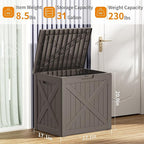 31 Gallon Outdoor Storage Box, Large Resin Deck Box for Patio Cushions, Garden Tools, Pool Accessories, Waterproof and Lockable Design, Storage Bench for Backyard & Deck(Gray)