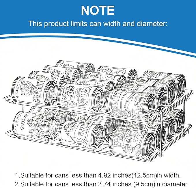 cjc 2 Pack 3 Sets 2 Tiers Clear Can Organizer for Pantry, Holds 48 Cans Stackable Can Organizer for Fridge, Soda Pantry Organizers and Storage Auto-Rolling & Free Combination for Kitchen Cabinet