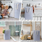 Lifewit 1 Pack Laundry Basket 80L Each, Collapsible Clothes Hamper with Reinforced Handles, Freestanding Waterproof Design for Bedroom and Laundry Room, Blue 80L Total