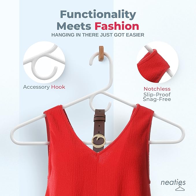 Neaties Heavy Duty Clothes Hangers 12 Pack – Made in The USA – 8lb Capacity Plastic Hangers for Adult Clothing – Durable for Pants, Coats, Jackets, or Jeans – White