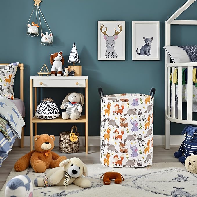 Baby Laundry Basket Baby Nursery Hamper Kids Laundry Basket Toy Storage Bin for Boys Room Decor Gift Baskets for Bedroom Bathroom(Animal)
