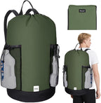 BALEINE 2PK 150L Laundry Bag Backpack, 900D Oxford Fabric Large Travel Laundry Bags with Shoulder Straps and 2 Mesh Pockets for College Dorm, Apartment, Laundromat (Green, 150L)