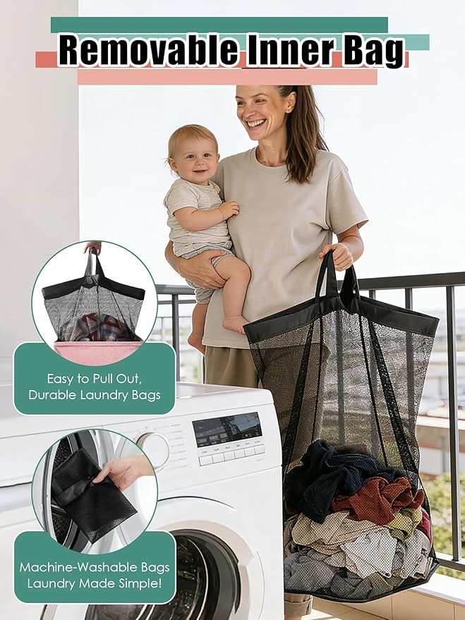 Laundry Hamper with Lid, Reinforced Sturdy Clothes Hamper with Anti-Puncture Base, Large Collapsible Laundry Basket with Removable Liner Bag, Tall Dirty Clothes Bin for Family, 100L Pink
