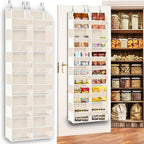 Ofiray-home Over the Door Organizer 6 Tiers, Extra Large Behind Door Storage of 12 Compartments,80 lbs Weight Capacity Hanging Storage Organizer with Clear Window Kids Toys, Shoes, Diapers,Beige