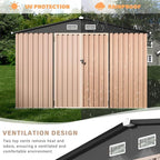 8x6ft Heavy Duty Outdoor Storage Shed, Metal Tool Shelter with Lockable Doors, Air Vents, Large Weatherproof Utility Building for Backyard Patio Lawn – Wind & Rain Resistant, UV Protection