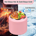 26oz Kids Jar for Hot Food, Insulated Vacuum Food Jar with Buckle Lid, Stainless Steel Wide Mouth Leak Proof Insulated Lunch Container for School Picnic Travel, Pink