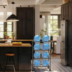 Heavy Duty 4 Tiers Water Jug Rack Double Row with Wheels - Space Saving Dispenser Stand 5 Gallon Water Storage Rack Bottle Jug Holder Organizer/Lockable&Removable Casters/Kitchen Office Garage/8 Slots