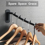 Alise Wall Mounted Drying Rack,Swivel Clothes Drying Rack Stainless Steel,Space Saving Clothes Hanger Rack,Heavty Duty Clothes Wall Drying Rack for Laundry Closet Bedroom/Bathroom,Matte Black