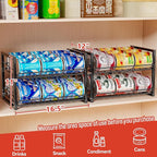 SUFAUY Stackable Can Rack Organizer for Pantry, 2 Tier Soda Canned Food Storage Holds Up to 60 Cans, Steel Square Frame Shelves for Storage, 2 Pack