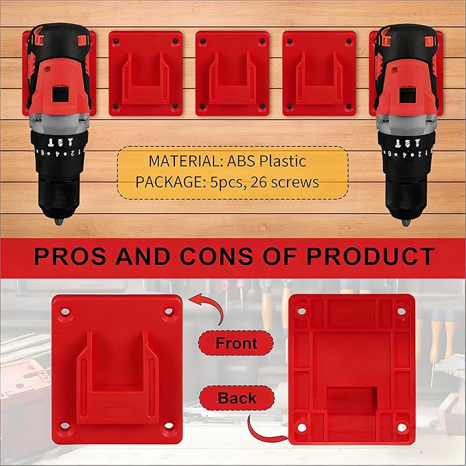 10PC Battery Holder and Tool Holder for Milwaukee M18 18V, Wall Mount Rack Organizer Storage Shelf with Screws