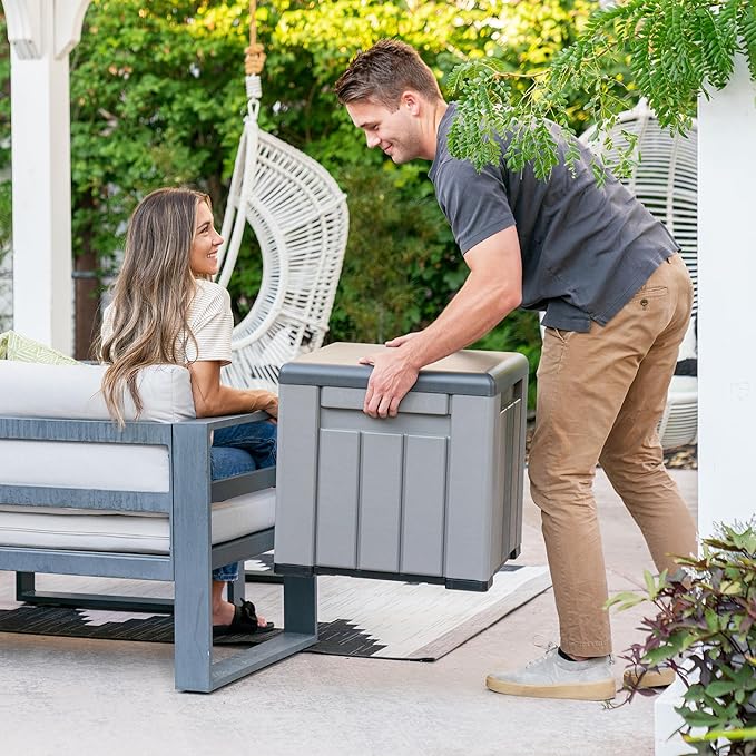 LIFETIME Outdoor Storage Cube Deck Box for Package Delivery, Patio Furniture Cushions, Garden Tools, Pool Accessories, 25 Gallon