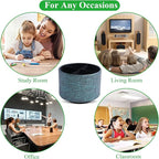 lizimandu Round Leather Art Supply Organizer,Remote Control Holder,360 Degree Spinning,Multi-Functional Pencil Holder,4 Compartments Desktop Stationary Organizer(1-Carved Metal Green3)