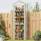 Bamworld 5-Tierd Outdoor Greenhouse 22" L×16" W×81" H Portable Green House with PE Cover Garden and Backyards Plant Shelves with Sturdy Eucalyptus Frame Roof Plant Stand Flower Pot Stand Display Rack
