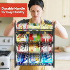 SUFAUY Stackable Can Rack Organizer for Pantry, 2 Tier Soda Canned Food Storage Holds Up to 60 Cans, Steel Square Frame Shelves for Storage, 2 Pack