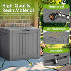 Greesum 40 Gallon Outdoor Deck Box with Lock, Resin Storage Chest for Patio Furniture Cushions, Garden Tools, Pool Toys, Waterproof & UV Resistant, Large Capacity, Gray