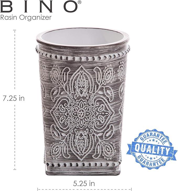 BINO Kitchen Utensil Holder for Countertop, Grey Wildflower - Utensil Caddy countertop utensil holder Utensil Crocks for kitchen Cooking Utensil Holder Kitchen Utensils Holder Spatula Holder
