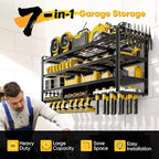 49" W Large Power Tool Organizer Wall Mount, 4 Layer Heavy Duty Loads 800 lbs, Tool Storage Rack Holds 12 Cordless Drills, Large Capacity Battery Holder for Garage, Gift for Men
