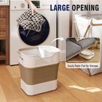TECHMILLY Collapsible Plastic Laundry Basket Hamper with Handles, 35L Portable Rubber Clothes Basket, Pop Up Storage Container/Organizer with Hanging basket for Washing & Storage, Brown