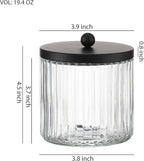 KMwares 4-Pack Glass Qtip Holder Dispenser Set for Cotton Ball, Swab, Round Pads, Floss Picks - Bathroom Canister Storage Organization and Vanity Makeup Organizer(Clear-4)