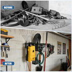 21Pack Garage Tool Organizer Wall Mount 66'', 750lbs Heavy Duty Storage Hook Rack with 17 Adjustable Hooks, Yard Tool Hanger for Shovel Rake Ladder Garden Tool, Easy Assembly Garage Wall Organization