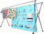 Premium Stainless Steel Clothes Drying Racks 81.5-83 Inches Heavy Duty Drying Rack Clothing Collapsible Foldable Portable Large Laundry Drying Rack with 20 Windproof Hooks for Indoor Outdoor