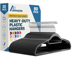 Lifemaster Versatile Clothes Hanger Set - 80 Pieces Space-Saving Dry and Wet Clothes Hanger Set with 360° Swivel Hook and Non-Slip Rubber Design - Black