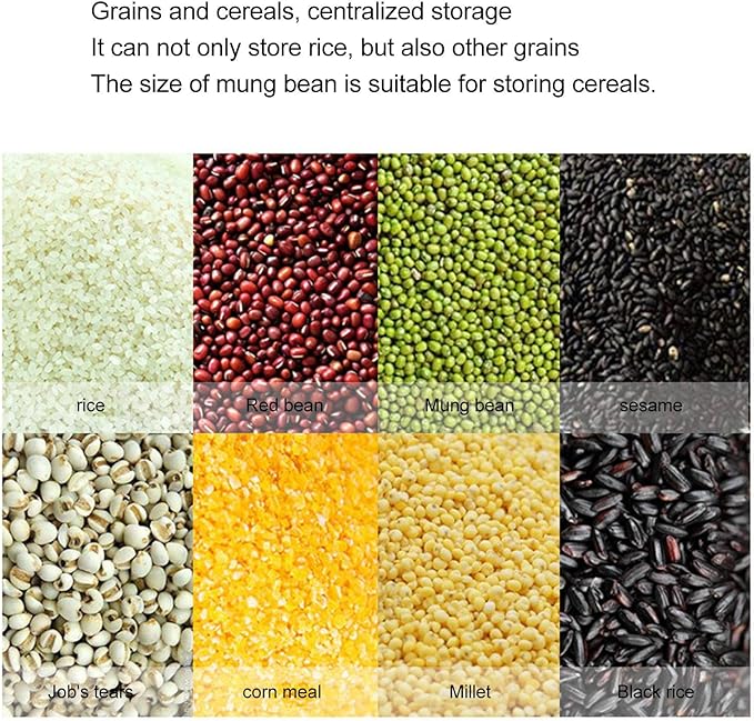 Divided Rice and Cereal Dispenser 6 Grid Food Storage Containers Grain Storage Box Household Food Dispensers 10L Capacity Suitable for Rice Beans Wall Mounted Dry Food