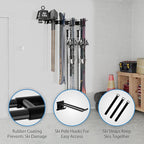 USA Based Ski Rack Wall Mount, Holds 6 Pairs for Ski Storage Rack, Snowboard Hanger & Ski Holders for Wall Storage Racks for Garage, Ski Hangers for Wall Holds Up to 75lbs, 3 Hooks Black