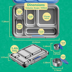 Stainless Steel Bento Box Kids, Kids Metal Bento Lunch Box BPA Free Lunch Box Containers 304 Stainless Steel Bento Box for School and Office(Bule)