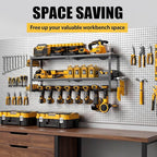 Power Tool Organizer Wall Mount, Heavy Duty Metal Tool Storage Rack Loads 320lbs, 8 Cordless Drill Holder 3 Layer for Garage, Workshop, Tool Room, Gift for Men