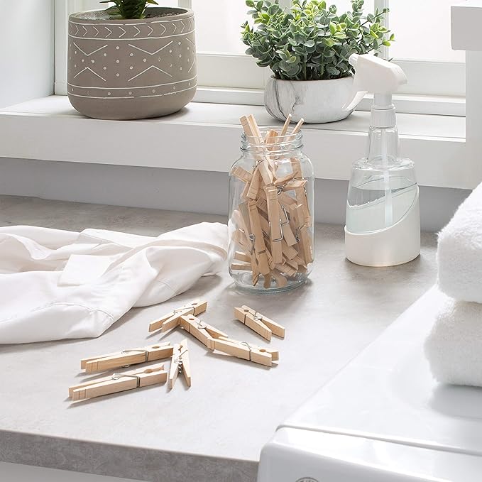 48 Count Birch Wood Clothespins, Natura