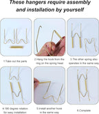 12 Pieces Invisible Vertical Plate Holders - 6 Pieces Plate Hangers for The Wall with 10 Pieces Wall Hooks for Displaying Plates, Platter, Dish (Gold, 6/8/10 Inch) ﻿