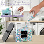 Laundry Pod Containers and Dryer Sheet Holder and Laundry Detergent Dispenser Clear Laundry Room Organization and Storage with Wooden Lids Labels and spoon （2+1+1 Pack）