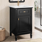 20 in Small Bathroom Vanity with Sink,Soft Closing Door,Tilt-Out Drawer and Adjustable Shelf,Solid Wood Modern Single Bathroom Sink Cabinet,Freestanding (Black)