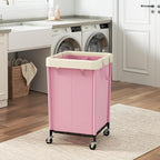 WOWLIVE 160L Rolling Laundry Hamper with Wheels, Heavy Duty Laundry Basket, Large Laundry Cart with Steel Frame and Removable Bag, Dirty Clothes Hamper for Home, Closet, Dorm, Bathroom, Pink