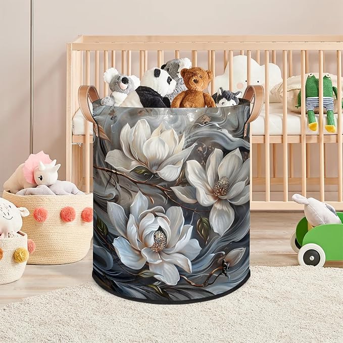 TropicalLife Collapsible Laundry Basket Large Laundry Hamper Waterproof Storage Bins with Leather Handles Clothes Nursery Hampers (Multicolored 4)