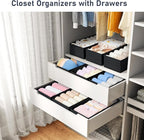 DIMJ Drawer Organizer - Small Clothes Organizer Set of 3, Drawer Dividers for Baby Clothes, Underwear, Socks, Bra, Belt, Tie - Black