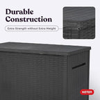 Keter Java XXL 230 Gallon Resin Rattan Look Large Outdoor Storage Deck Box for Patio Furniture Cushions, Pool Toys, and Garden Tools, Dark Grey