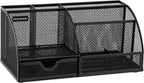 Mind Reader 7-Compartment Desktop Organizer, File & Accessory Storage, Metal Mesh Office Organizer for Desk, Workspace, Mail, Black