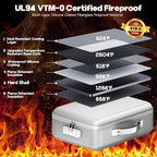 Fireproof Document Box, Hard Case Highly Flame-Resistant Fire Proof Waterproof File Organizer with Lock, Portable Fire Safe for Important Documents & Valuables Storage (Gray, ‎15"*11"*5")