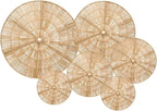 Laquedecraft Boho Wicker Rattan Plate Basket Set For Décor Hanging Wall | Large Woven Farmhouse Rustic Bohemian Art Baket Hangings For Decorative Home, Bedroom, Living Room, Kitchen, Bathroom (Classic, Natural, Set of 6)