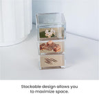 OfficeGoods 3-Tier Stackable Acrylic Holder- Stylish Desk Organizer and Storage for Office or Home – Transparent Square Design with Gold Metal Base
