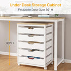 Tribesigns 5-Drawer File Cabinet, Wood Mobile Storage Drawer Unit, Modern Office Cabinet with Drawers & Wheels, Rolling Printer Stand for Home Office (White)