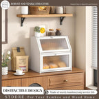 Bread Box for Kitchen Countertop Bin Double Layer Bread Box Storage Container Extra Large Capacity with Diamond Pattern Windows (White, Extra Large)