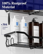 Kitsure Shower Caddy Large - Adhesive Shower Organizer, Stainless Steel Shelf for Inside Shower, No Drill Bathroom Organizers and Storage, Home Decor Accessories, 2 Pack, Black