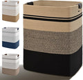 Laundry Hamper, 75L Tall Laundry Basket with Leather Handles, Rectangle Large Clothes Hamper for Organizing, Cotton Woven Laundry Baskets Storage Hampers for Bedroom, Nursery, Living Room