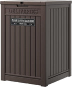 Package Delivery Box for Outside with Sticker, 48 Gallon Storage with Lockable Secure, Large Double Wall Resin Outdoor Package Delivery Waterproof Deck