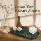 Genuine Real Natural Marble Tray for Bathroom, Luxury Indian Green Stone Vanity Tray, Decorative Oval Trays for Countertop Storage Organizer, Dresser, Kitchen, Home Decor, 11.8" x 6", Green